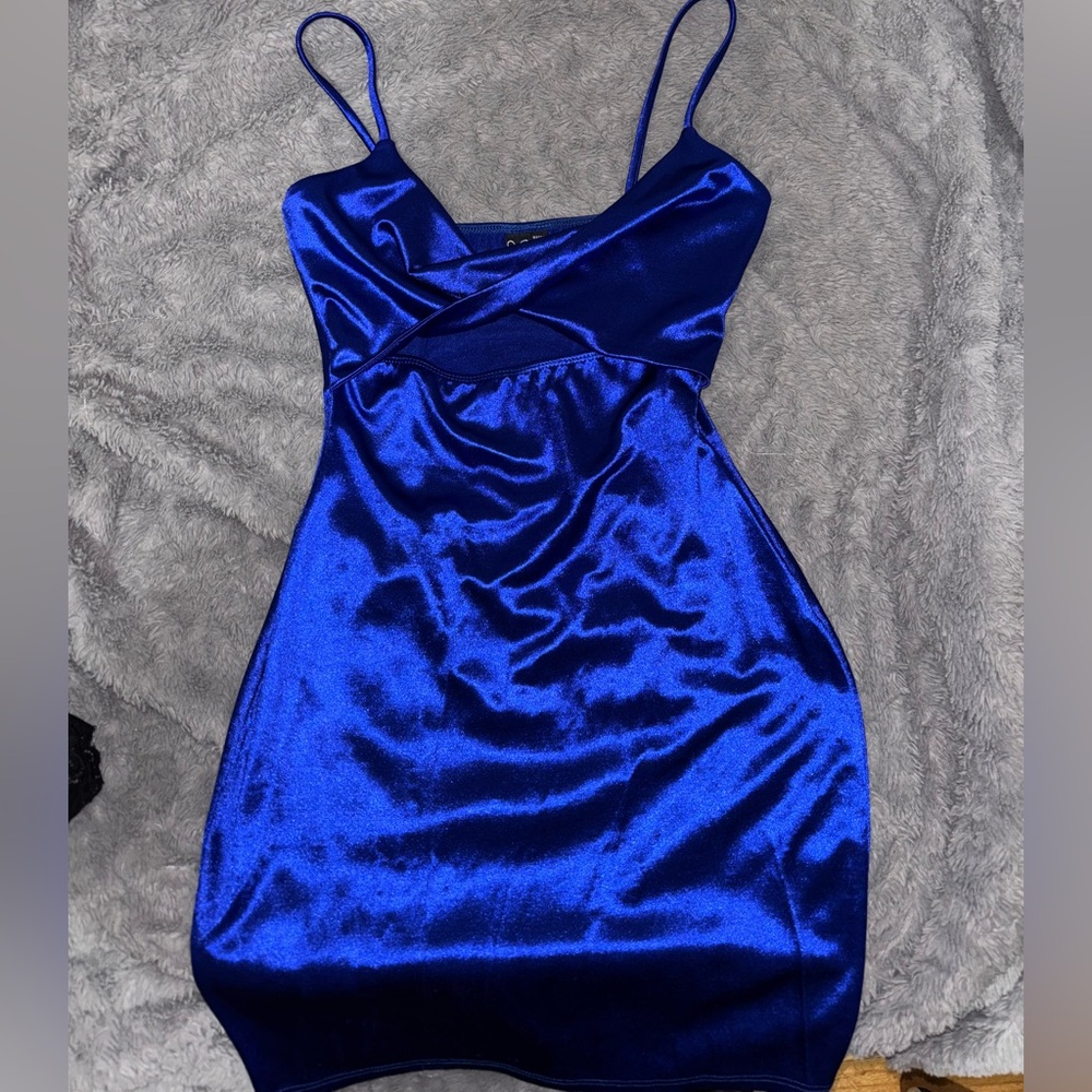 Windsor Satin Blue Mini Dress